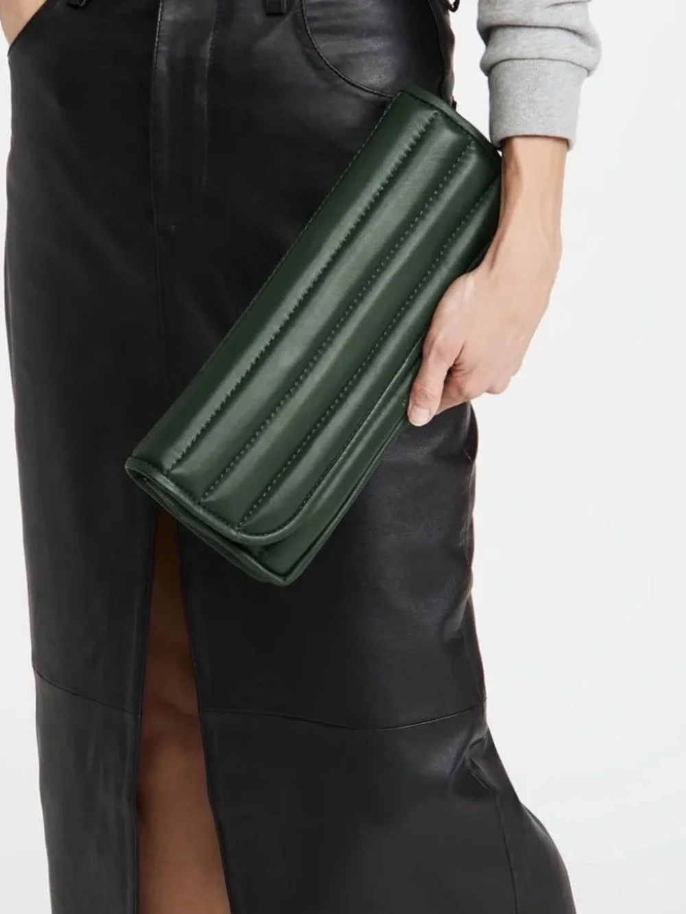 Anine Bing x Helena Christensen Natasha Clutch Leather Green